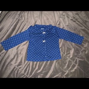 Blue and white polka dot cardigan